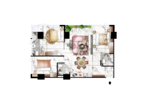 TIME SQUARE 9　3ベッドルームの間取り