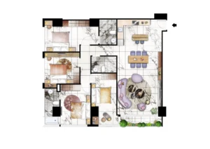 TIME SQUARE 9　4ベッドルームの間取り