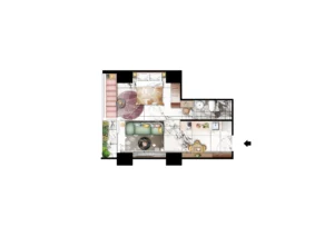 TIME SQUARE 9　１ベッドルームの間取り