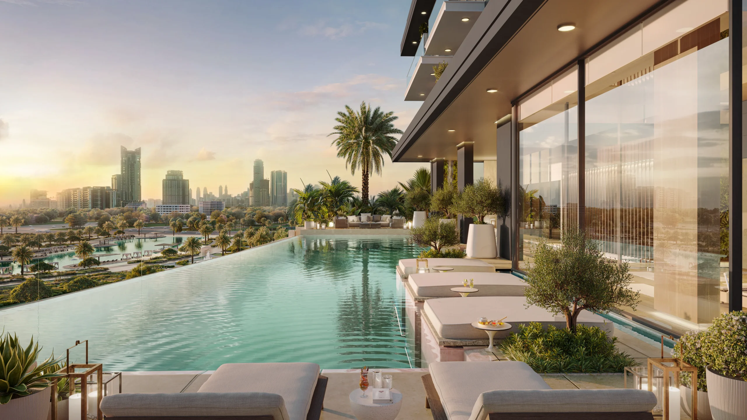 Riverton House プールの外観