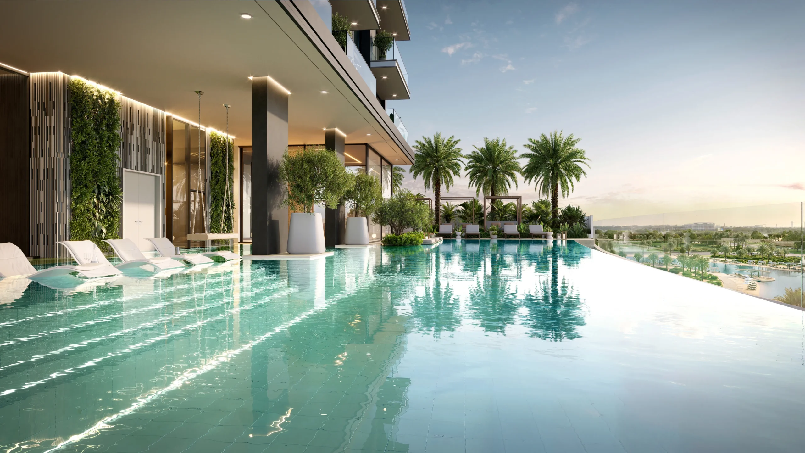 Riverton House プールの外観