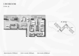 Soto Grande 3ベッドルームの間取り