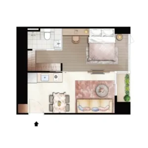 TIME SQUARE 5 st.306 １ベッドルーム間取り