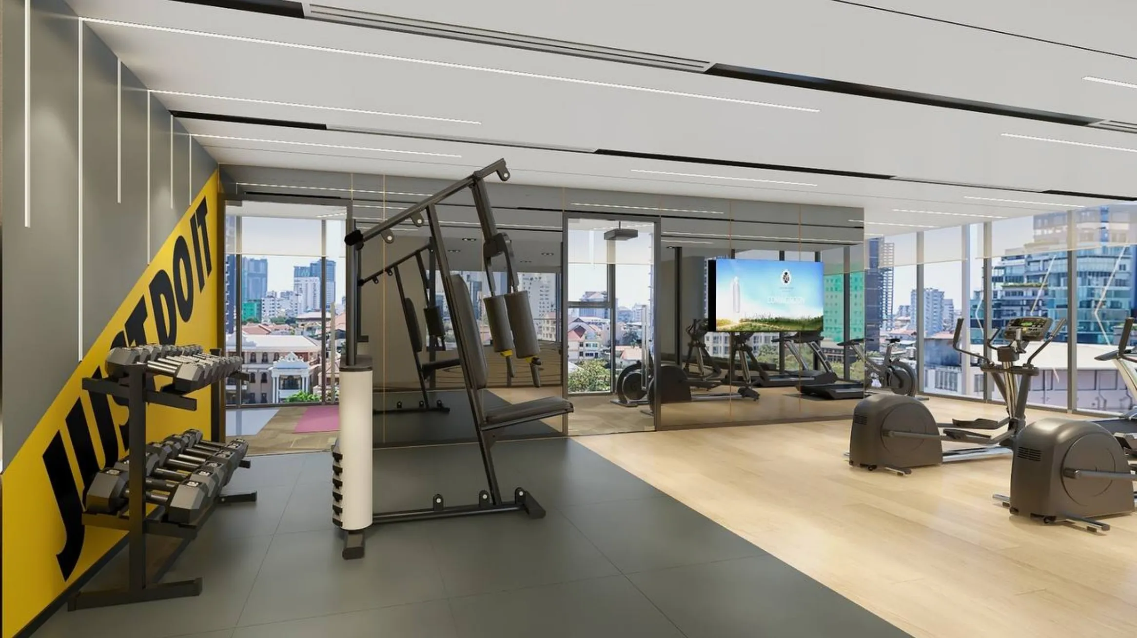 The Flora Suites ジムの内装