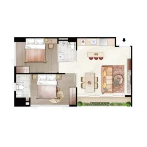 TIME SQUARE 5 st.306 2ベッドルーム間取り