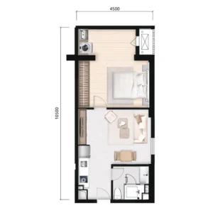 Wealth Mansion ワンベッドルームA1の間取り図