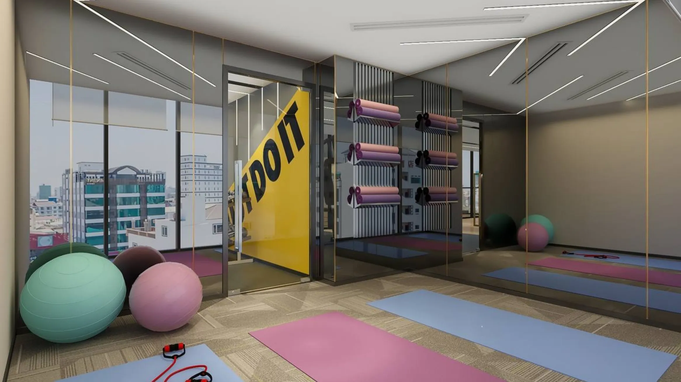 The Flora Suites ジムの内装