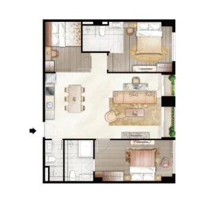 TIME SQUARE 5 st.306 3ベッドルーム間取り