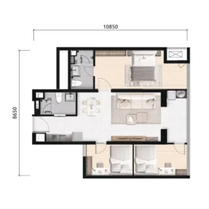 Wealth Mansion 3ベッドルームBの間取り図