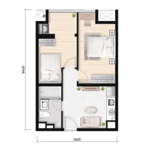 Wealth Mansion 2ベッドルームCの間取り図