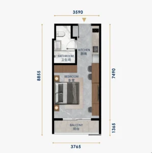 UC88 Wyndham Garden スタジオルームの間取り