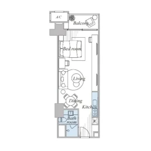 LA VISTA ONE CONDO スタジオルームの間取り図