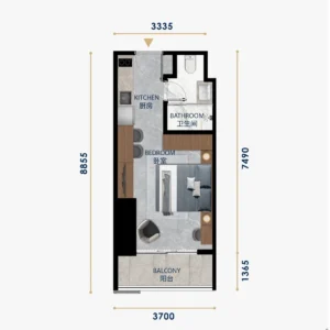 UC88 Wyndham Garden スタジオルームの間取り