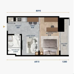 UC88 Wyndham Garden 1ベッドルームの間取り