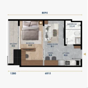 UC88 Wyndham Garden 1ベッドルームの間取り