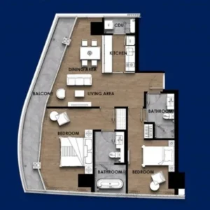 The Flora Suites 2ベッドルームの間取り図