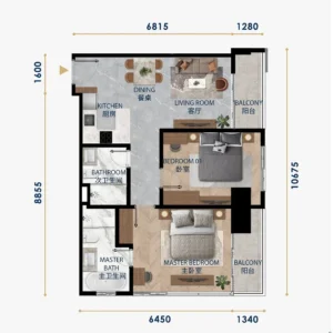 UC88 Wyndham Garden 2ベッドルームの間取り