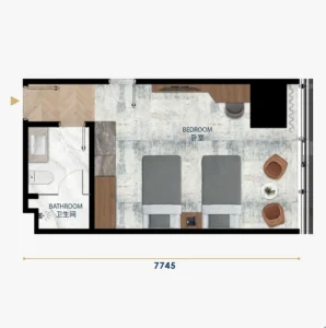 UC88 Wyndham Garden ツインルームの間取り