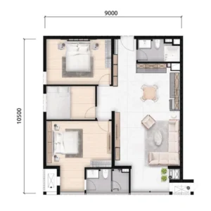 Wealth Mansion 3ベッドルームGの間取り図