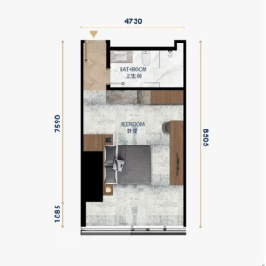 UC88 Wyndham Garden キングルームの間取り