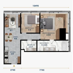 2ベッドルーム（ホテルレイアウト）