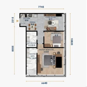 2ベッドルーム（ホテルレイアウト）