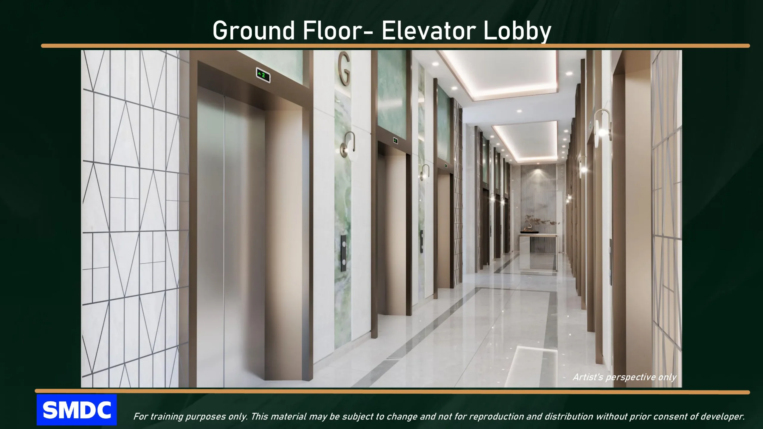 Jade Residences エレベーターホールの内装