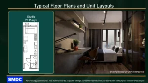 Jade Residences スタジオルームの内装　間取り