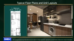 Jade Residences 1ベッドルームの内装　間取り