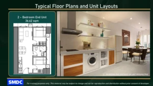 Jade Residences ２ベッドルームの内装　間取り