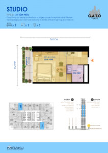 G.A.T.O TOWER 1ベッドルーム間取り